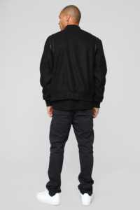 เสื้อแจ็กเก็ตบอมเบอร์สำหรับผู้ชายเสื้อแจ็กเก็ตเบสบอลแบบเรียบสำหรับกีฬาสั่งตัด - Product Image 6