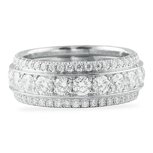 2.25 Carat Round <b>Diamond</b> Triple Eternity Band Elegant <b>Diamond</b> <b>Rings</b> for Women - Product Image 1