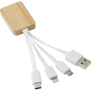 Juego de Cables USB Promocionales Personalizados de Bambú - Product Image 1