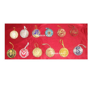 Broderie Zari au design unique et antique avec des boules de travail perlées en forme d'ornement suspendu de Noël pour la décoration de la maison et de l'arbre - Product Image 1