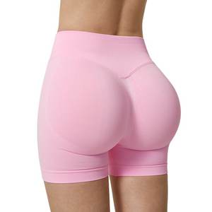 Short d'entraînement pour femme Scrunch Butt Lifting Gym Seamless Booty Biker Shorts Bleu clair L - Product Image 5