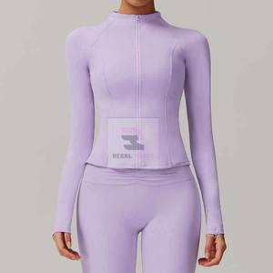 <b>Women's</b> Customizable Long Sleeve Zipper Yoga <b>Jacket</b> Breathable Sports Top <b>for</b> Yoga Wear - Product Image 4