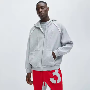 Meilleures ventes : Sweat à capuche zippé 100 % coton molletonné/éponge française, séchage rapide, respirant, personnalisable – Sweatshirts pour hommes - Product Image 2