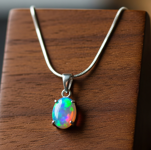 Pendentifs et breloques en acier inoxydable de style bohème, plaqués or 18 carats, avec opales éthiopiennes naturelles de qualité, pierres de cristal de guérison, sertis clos - Product Image 1