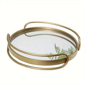 Great Quality Silver Metal Rectangular Trim Decorative <b>Mirror</b> <b>Storage</b> Tray With Handles Luxury Perfume Tray Wedding And Party - Product Image 5