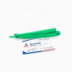 Rasoir de barbier professionnel en gros avec logo personnalisé durable en acier inoxydable manuel vert lame unique visage/aisselles/corps Aroosh - Product Image 4