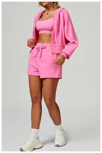 ชุดเสื้อแจ็กเก็ตมีฮู้ดสำหรับผู้หญิงชุดกีฬามีซิปรูดสำหรับวิ่งโยคะฟิตเนสปรับแต่งโลโก้ได้สำหรับฤดูใบไม้ร่วงและฤดูหนาว - Product Image 5