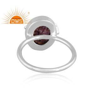 แหวนอัญมณีสีเงินสเตอร์ลิงประดับอัญมณีสีเขียวขุ่นหอยนางรมสีม่วงทองแดงโมฮาเนสเตอร์ลิงผลิตตามสั่ง - Product Image 5