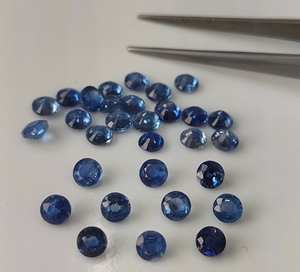 Cianita natural al por mayor 3mm-8mm redondo azul piedra preciosa facetada suelta para la fabricación de joyas color azul - Product Image 2