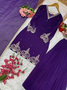 ชุดคอลเลกชั่นปากัสจากอินเดียผ้าจอร์เจียเทียมขนาดใหญ่ออกแบบปักลายสำหรับผู้หญิงชุดปาร์ตี้ล่าสุด - Product Image 2