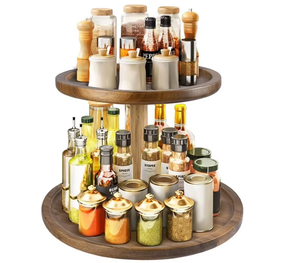 Bois paresseux Susan plateau tournant nourriture pour épices garde-manger stockage support de rangement décorations pour la maison paresseux Susan - Product Image 3