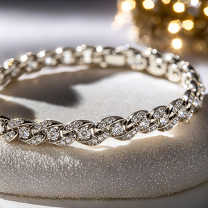 AMBER JEWELS T-2587 Bracelet tennis unisexe plaqué or 10K, maillons de chaîne, diamant de laboratoire taille brillant, sertissage griffe, certifié IGI - Product Image 3
