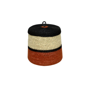 Panier à linge en jonc de mer tressé avec rayures noires, panier de rangement multifonctionnel pour la maison et le salon - Product Image 6