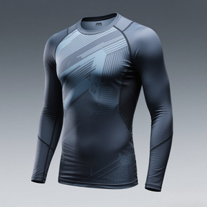 OEM Fabricante de fábrica Hombres Jiu Jitsu MME BJJ Rash Guard Camisa de compresión de manga larga 85% Poliéster 15% Spandex Rashguard - Product Image 5