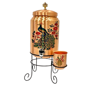Distributeur d'eau en cuivre avec robinet et couvercle Pot fait main de qualité supérieure pour l'ayurveda sain buvant la maison cuisine bureau - Product Image 6