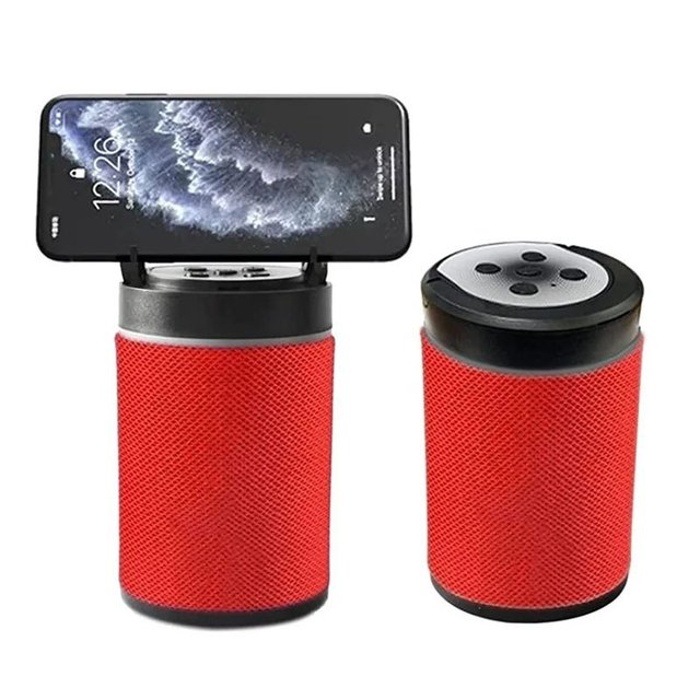 Myrva Mini Dock Red Bluetooth Speaker With Wireless Phone Charger Portable Outdoor Use