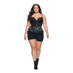 Corset amincissant en coton noir OEM ODM avec 26 baleines en acier |   Fournisseur de corsets à logo personnalisé en marque propre - Product Image 4