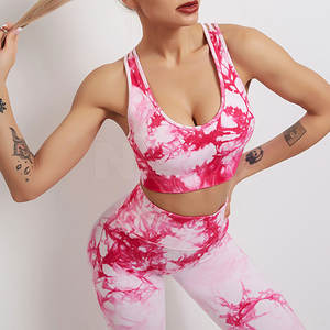 Breathable <b>Tie</b> <b>Dye</b> Printing Women Yoga Set in Stock Women Yoga Set Cheap Price Women Yoga Set - Product Image 4