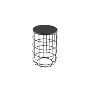 Table d'appoint ronde à cadre métallique avec dessus noir Table d'appoint de rangement en cage métallique moderne - Product Image 1