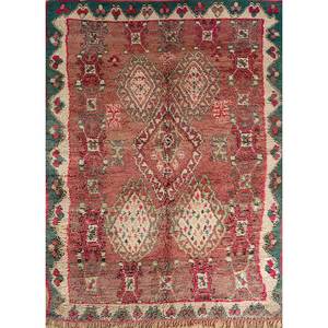 Alfombras de Lana Anudadas a Mano Nuray, Diseño Abstracto de Medallón Rojo Naranja, Patrones Rectangulares para Uso Doméstico, 9x12, Alfombra para Entrada o Pasillo, Pae-4539 - Product Image 1