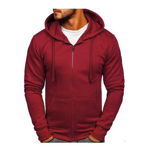 Venta al por mayor personalizado bordado hombres Zip Hoodie 100% algodón invierno Streetwear pulóver sudadera de gran tamaño liso con capucha - Product Image 3