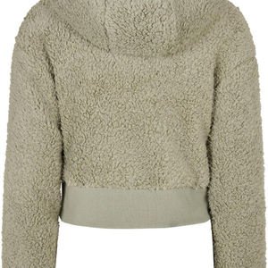 <b>Womens</b> Light Olive Fleece Hoodie <b>Jacket</b> Zip Up <b>Sherpa</b> Outerwear Cropped Fit Long Sleeve Soft Warm Cozy Casual Fall Winter Layer - Product Image 6