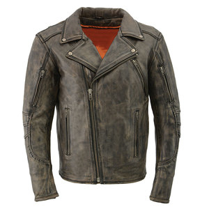 แจ็คเก็ตหนังมอเตอร์ไซค์ดีไซน์ใหม่ ออกแบบและสีตามสั่ง ขายตรงจากโรงงาน แจ็คเก็ตหนังผู้ชาย - Product Image 1