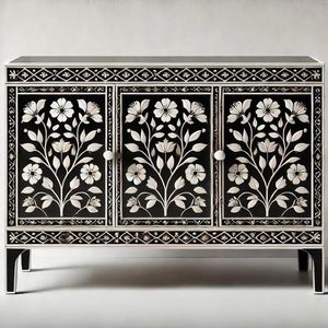 Console en os incrusté de haute qualité, commode à tiroirs en os incrusté pour meuble de salon, style antique, provenance Inde - Product Image 5