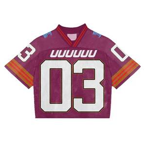 Maillot Boxy en maille personnalisé de qualité supérieure col en V chemise en maille Streetwear maillot de football américain imprimé sur toute la surface maillot court de football pour hommes - Product Image 1