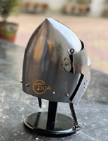 Casco de Visera de Caballero Medieval, Armadura Facial de Hierro, Orificios de Ventilación Perforados, Plateado y Pulido, Calibre 18, para Coleccionistas y Reenactaciones