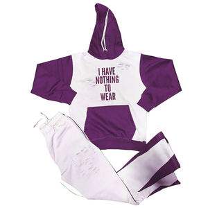 Conjuntos de chándal de entrenamiento de la mejor calidad para hombre Sudaderas con capucha desgastadas con lavado ácido y chándal acampanado apilado en colores sólidos - Product Image 6