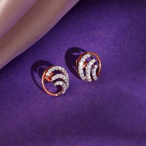 Boucles d'oreilles en or rose avec diamants et houle scintillante - Product Image 5