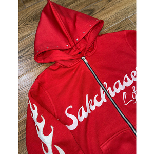 Sudadera con capucha y cremallera de invierno de fabricación profesional para ropa informal 2025 nueva llegada cremallera desgastada con diamantes de imitación 100% algodón alto - Product Image 5