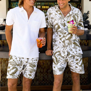 Ensemble chemise et short à imprimé hawaïen deux pièces respirant à manches courtes pour hommes Vêtements de plage décontractés d'été - Product Image 3