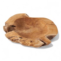 Mangkuk Buah Dekoratif Kayu Jati Organik Besar Buatan Tangan Berbentuk Tidak Beraturan, Ramah Lingkungan, Gaya Bohemian, Polesan Kayu, untuk Bisnis