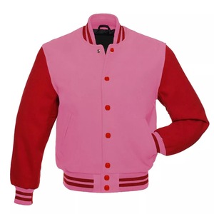 Chaqueta Varsity de Béisbol Premium para Invierno, con Capucha, Resistente al Viento, Gris Lana, Mangas de Cuero Genuino Rojo, Estilo Bomber para Escuela Secundaria - Product Image 3