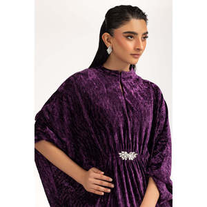 Ensemble coordonné en velours froissé automne IPST-55163 avec col montant, tenue élégante pour occasions festives, nettoyage à sec uniquement - Product Image 1