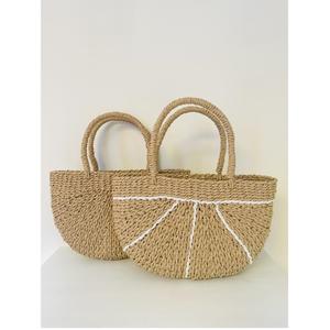 Hot Dynamic Youthful Water Hyacinth Paper Bags Durable Eco-friendly Vintage <b>Handbags</b> Two Handles Open Closure Type Flowers - Product Image 2