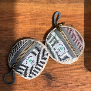Best Selling Eco-Friendly Round <b>Hemp</b> Coin Pouch with Zippers Handcrafted Compact Round Purse for Coins, Keys & Small Essentials - Product Image 2