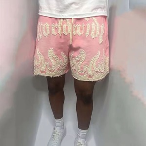 Shorts Athlétiques Homme 2025 – Style Urbain Vintage, Lavage Acide Uni, Taille Élastique en Laine, 100% Coton, Personnalisable sur le Devant, Respirant - Product Image 4