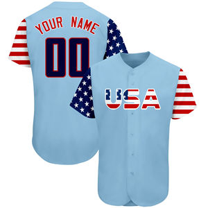 Camiseta de entrenamiento de softbol personalizada, camiseta de béisbol con estampado de sublimación de bandera americana transpirable para Club League - Product Image 5