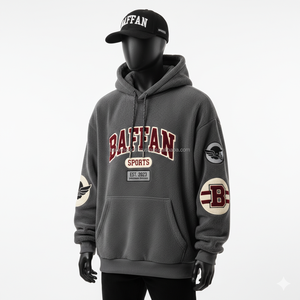 Sudadera con capucha de peso pesado para hombre 370 GSM Polar Fleece Fabric Oversized Fit bordado Chenille Logo Custom Warm Basics Hoodie - Product Image 3