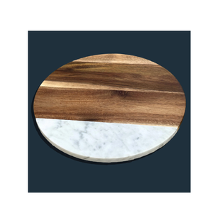 Diseño Mármol y madera Lazy Susan Madera diferente Color natural y diseño de madera Mármol Lazy Susan India Fabricación - Product Image 4