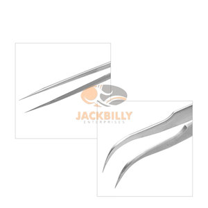 Juego de pinzas para extensión de pestañas: Pinzas rectas y curvas en J de 2 piezas para amarre de precisión, herramientas profesionales - Product Image 5