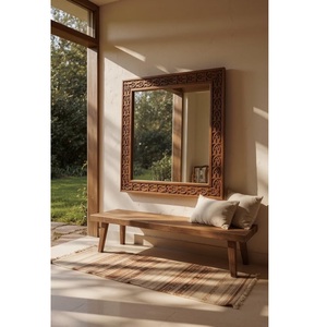 กระจกติดผนังไม้แกะสลักสุดหรูสำหรับตกแต่งบ้านสไตล์หรูหรา ใช้สำหรับตกแต่งห้องนอนและจัดแต่งทรงผม มีจำหน่ายในราคาส่งออก - Product Image 1