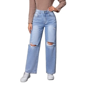 Jeans de Mezclilla Modernos para Mujer, Color Azul Hielo, Tendencia, Cintura Alta, Corte Recto, Ligeros, Ecológicos, Transpirables, Estilo Urbano, Vintage, Tallas 26-40 - Product Image 6