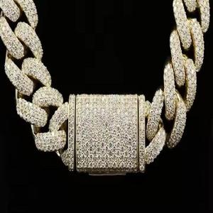 Baguette de plata de último diseño, cadena cubana de moissanita helada redonda, joyería fina de lujo, Material principal de oro amarillo para colección - Product Image 6