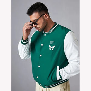 Blouson Bomber Varsity en Laine pour Homme avec Capuche, Style Letterman, Corps et Manches en Tissu, Col Montant - Product Image 1