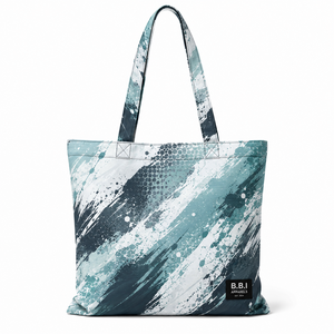 Sac fourre-tout imprimé moderne, motif abstrait bleu, polyester, sac de shopping portable, cadeau promotionnel - Product Image 2