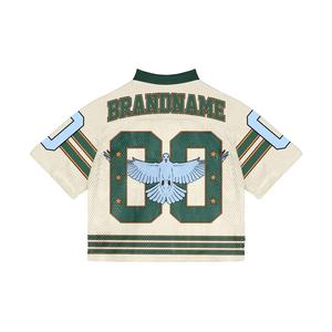 2025 nouveau américain rétro rue maille Rugby maillot à manches courtes Streetwear unisexe Football américain maillot haut de sport - Product Image 6